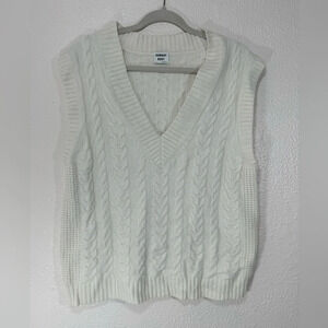 Sunday Best Cable Knit White Pullover V-Neck Sweater Vest Women’s Medium